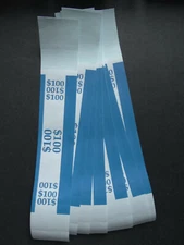 10 - Blue $100 Cash Money Self-Sealing Straps Currency Bands 