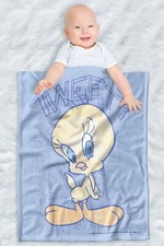 Looney Tunes Soft Fleece Baby Blanket, Cozy Crib Throw 30"x40" Tweety Fade
