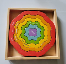 Begin Again Rainbow Wood Learn Colors English German French Spanish Puzzle