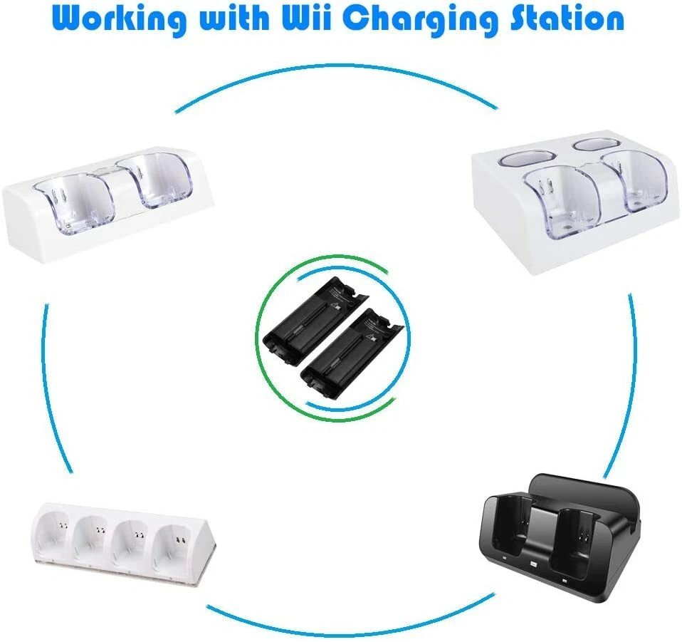 4 Pack 2800mAh Rechargeable Batteries for Wii/Wii U Remote Controller (White) - Image 3 of 4