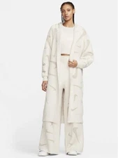 Nike Phoenix Cozy Bouclé Long Knit Cardigan Light Orewood Brown Sz M FD4282-105