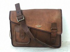 Borsa messenger uomo fatta a mano vintage in pelle marrone da uomo tracolla b...