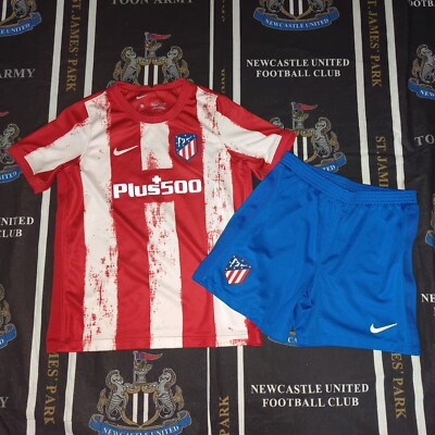 Atletico Madrid Home Football Shirt Jersey Shorts Set 2021 2022 Nike Kids 128 cm