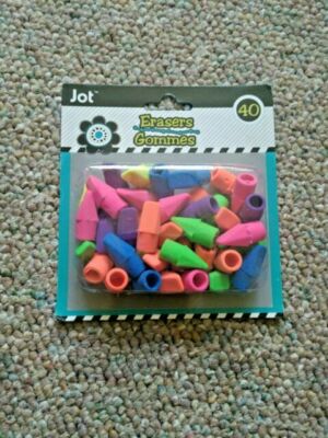 Pencil Topper Erasers 40 pack Assorted Colors. Jot. Sealed Packs. Brand New