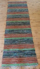 Antique Imported Swedish Hand Made Rag Rug Runner (31 x 96 inches ) Very Pretty
