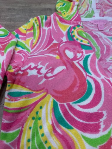 Lilly Pulitzer Hoodie Womens Terry Cloth Flamingo Floral Cover Up Size X-Small - Picture 6 of 8