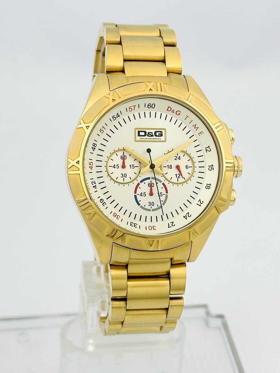 D&G Men's Chronograph DW0432 Silver Dial Yellow Gold Stainless