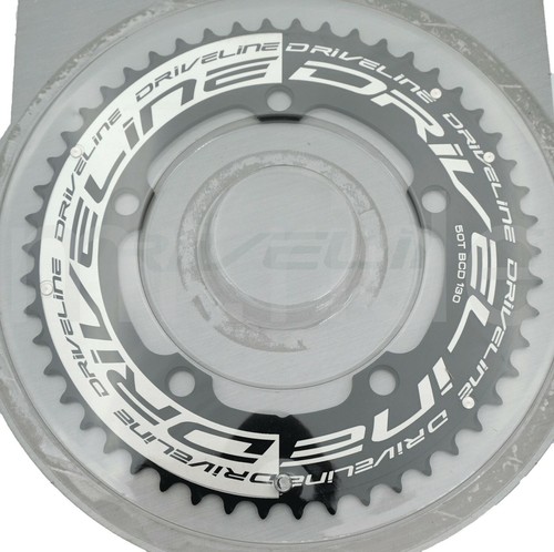 Driveline 50T CNC BCD 130mm for TT Road Bike Bicycle Chainring Black/Silver - Picture 4 of 4
