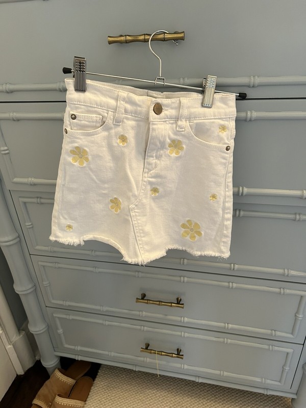 DL1961 Girls Denim Jenny Mini Jean Skirt Yellow flowers daisy size 8