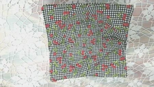 microwave bowl cozy potholder Small Cherries B&W Checked