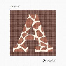 Letter A Giraffe Needlepoint Kit or Canvas