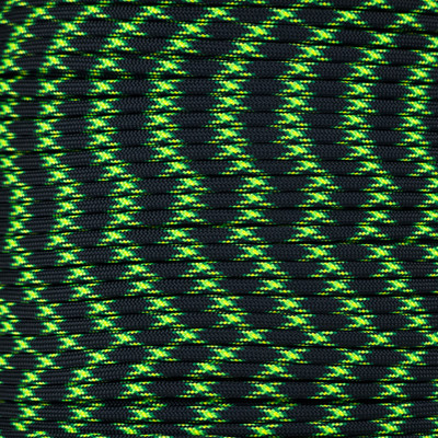 PARACORD PLANET Tipo III 15,2m – Corda 550 Verde Fluo/Nero: Resistente Per Outdoor E Fai Da Te