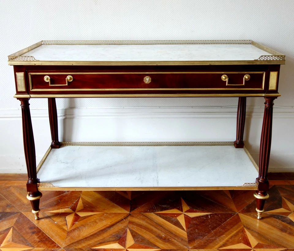 Console en acajou - époque Louis XVI - estampillée Grevenich - Photo 2/4