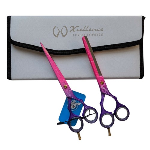 Xcellence Professional Hair Cutting Scissor Shears Set of 4 Pink / Purple - Picture 3 of 12