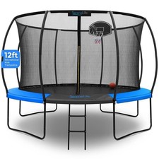 SereneLife 12ft Pumpkin Recreational Trampoline w/ Luxury Ladder  Basketball
