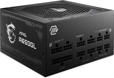 MSI MAG A650GL Netzteil, 650W 80 Plus Gold vollmodular, 120mm FDB Lüfter schwarz