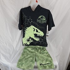Jurassic World Boys T-Shirt with Hoodie  Shorts Set Size 8 NWT