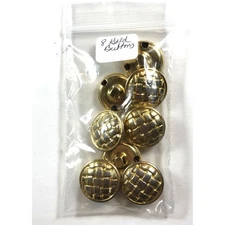 8 Metal Gold Shank Buttons 3/4" Basketweave Pattern vn