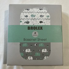 New Stretch Fitted Ultra Soft Bassinet Sheets BROLEX 2 Pack, Elephants Whales