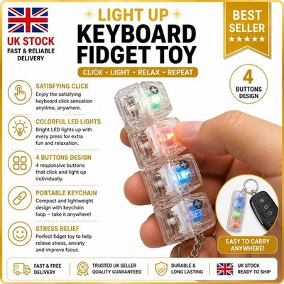 Light Up Keyboard Fidget Toy, Keyboard Clicker Fidget Toy Schlüsselanhänger, 4 Tasten