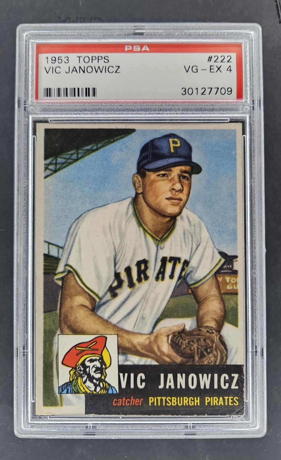 Vic Janowicz 1953 Topps #222 High Number Pirates  PSA 4