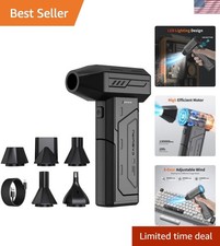 130000RPM Cordless Air Duster with LED  5 Nozzles - Home  Car Dust Remover