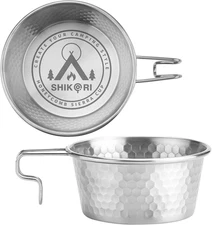 Camping Sierra Cup Set Fo 2, 304 Stainless Steel Stackable Portable 450ML Sierra