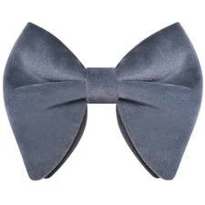 Branduce Velvet Bow Ties for Men Oversize Pre-tie Bowtie Tuxedo Blue Grey