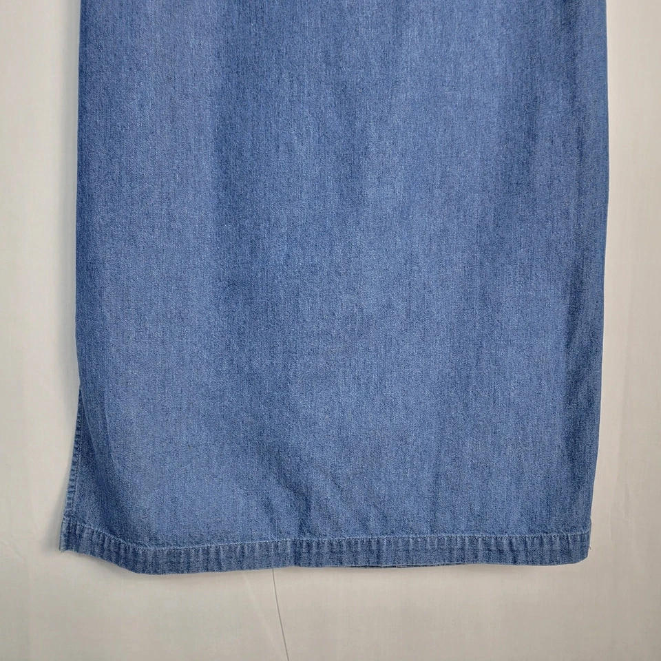 Falda midi vaquera informal vintage talla M azul aberturas bolsillos años 90 boho clásico Foto 3 de 4