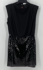 ASTR The Label Dress Womens Large Black Sequin Skirt  Button Closure