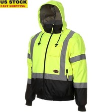 Hi Vis Waterproof Winter Safety Jacket Class 3 Reflective Emergency Work Gear US