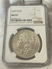 1897 O MORGAN SILVER DOLLAR NGC AU 55