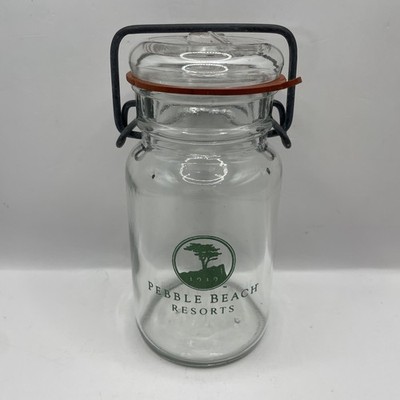 Pebble Beach Resorts Bail Top Lightning Wheaton Style Glass Jar