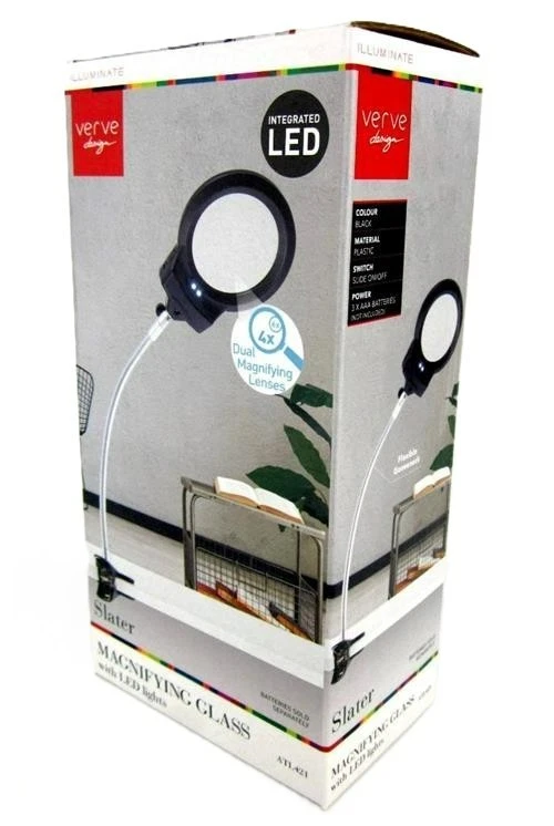 Dual 4x-6x Magnifying Glass Reading Light w LED Lights Flexible Gooseneck Clamp - Image 3 of 4