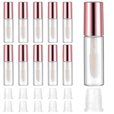 10 Pcs Empty Lip Gloss Tubes, 1.2Ml Mini Refillable Lip Balm Bottles with Rubber