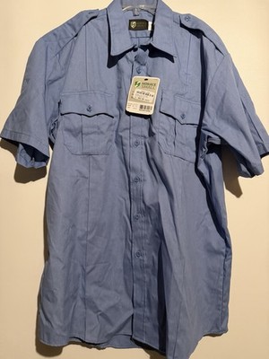 Horace 17.5 Men s Security Uniform Shirt Blue Epaulets Pockets - F6002