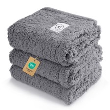Pack Large Pet Blankets 41x31 Grey Soft Sherpa Fleece Dog Cat Washable