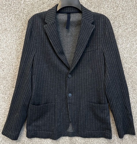 Harris Wharf London Blazer Mens Gray Wool Cotton Striped Jacket Size 40 US