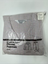 Vintage SEARS Men Flannel Pajamas PJ top pant Cotton XL 46-48 NEW red green blue