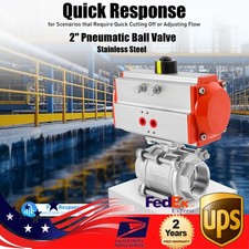 2 Inch Pneumatic Ball Valve Stainless Air Actuated Valve Dual Acting 1000PSI