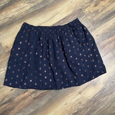 J. Crew women  s SKIRT navy with bronze oval dots size Medium