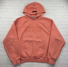 Essentials Fear Of God Hoodie Sweatshirt Mens Small S Coral Pullover Fleece