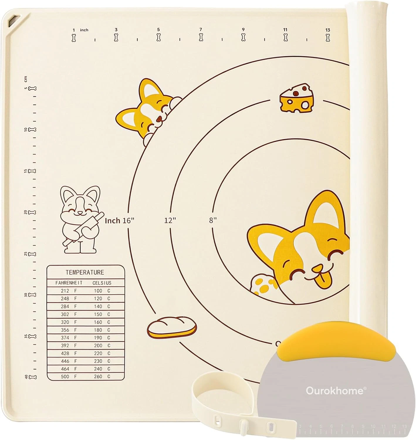 Silicone Baking Mat Sheet and Pastry Dough Cutter, 0.5 Inch Thick 28" X 20" BPA
