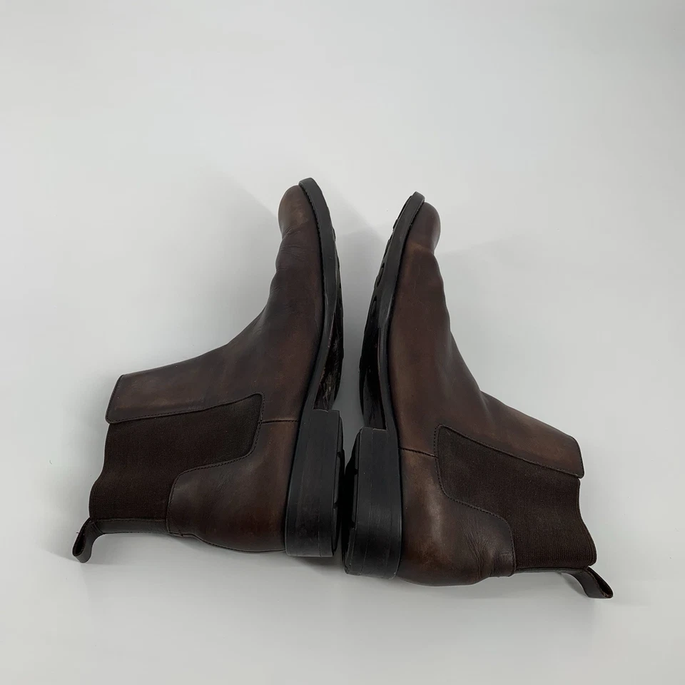 $130 Calvin Klein Collection Orion Pull On Leather Boots Size 10 Mens Dark Brown - Image 4 of 4