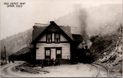 Ophir Colorado Rio Grande Southern Railroad Train Station RPPC Postcard    29052