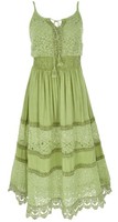 Besticktes Boho Sommerkleid, Langes Besticktes Kleid - GrüN