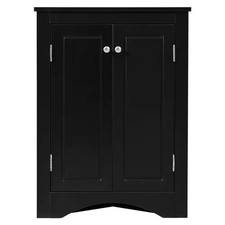 WELLFOR 23.6 in. W x 17.2 in. D x 31.5 in. H Black Linen Cabinet, Triangle