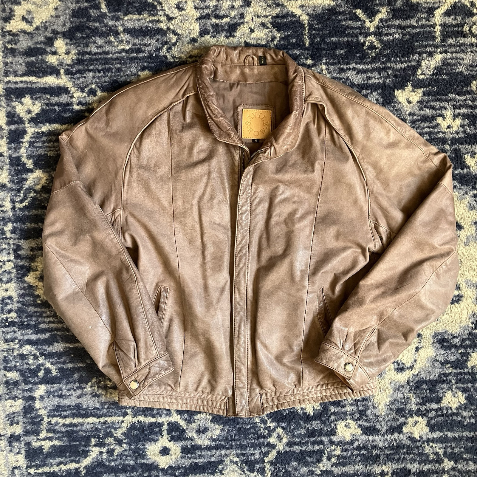 FILA Giacca pelle uomo Savile Row vintage grande vera pelle cappotto moto anni 90