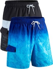 Men's 9" Quick Dry Swim Trunks with Mesh Lining and Cargo Pockets, Beach Shor...