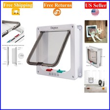 White Medium Pet Door for Cats  Small Dogs, 4-Way Lock, Weather-Resistant